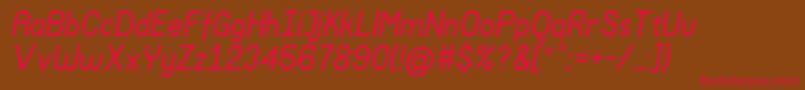 Czcionka MockupItalic – czerwone czcionki na brązowym tle