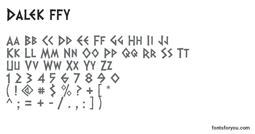Schriftart Dalek ffy – Alphabet, Zahlen, spezielle Symbole