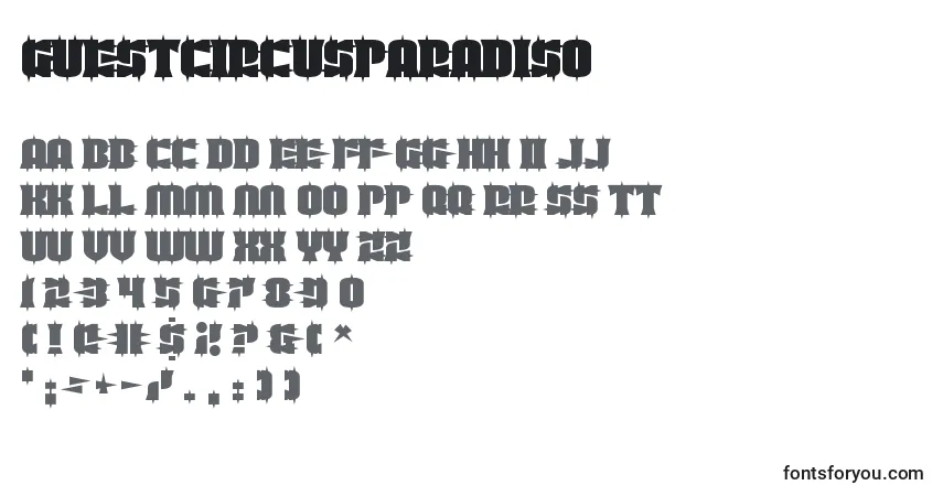 Schriftart GuestCircusParadiso – Alphabet, Zahlen, spezielle Symbole