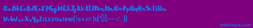 フォントRainyday – 紫色の背景に青い文字