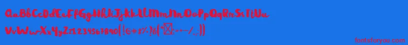 フォントRainyday – 赤い文字の青い背景