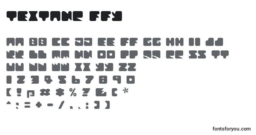 A fonte Textanr ffy – alfabeto, números, caracteres especiais