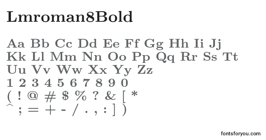 A fonte Lmroman8Bold – alfabeto, números, caracteres especiais