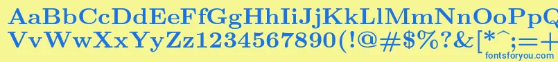 フォントLmroman8Bold – 青い文字が黄色の背景にあります。