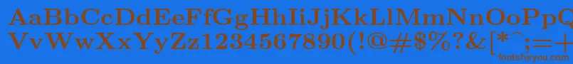 フォントLmroman8Bold – 茶色の文字が青い背景にあります。