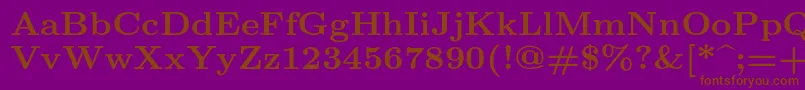 Lmroman8Bold-Schriftart – Braune Schriften auf violettem Hintergrund