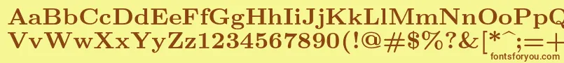 フォントLmroman8Bold – 茶色の文字が黄色の背景にあります。