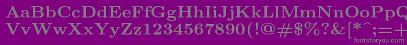 フォントLmroman8Bold – 紫の背景に灰色の文字