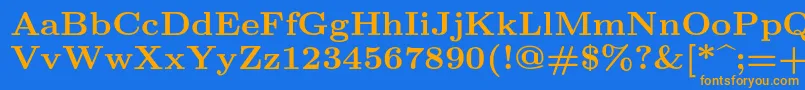 フォントLmroman8Bold – オレンジ色の文字が青い背景にあります。