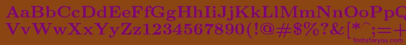 Lmroman8Bold Font – Purple Fonts on Brown Background