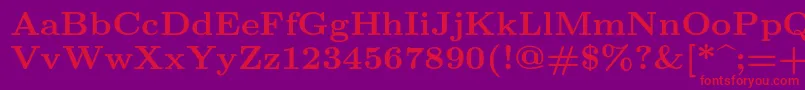 フォントLmroman8Bold – 紫の背景に赤い文字