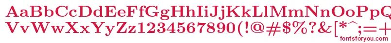 フォントLmroman8Bold – 白い背景に赤い文字