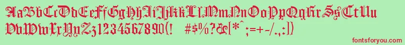 Koenigsbergergotisch Font – Red Fonts on Green Background