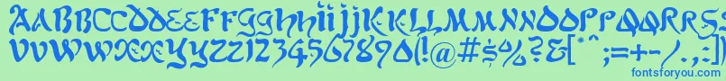 Kohelet-Schriftart – Blaue Schriften auf grünem Hintergrund