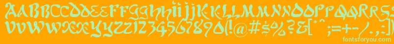 Kohelet Font – Green Fonts on Orange Background