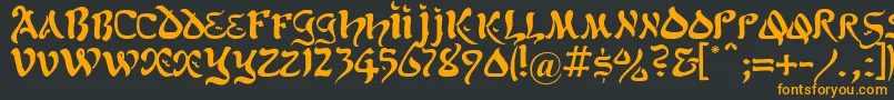 フォントKohelet – 黒い背景にオレンジの文字