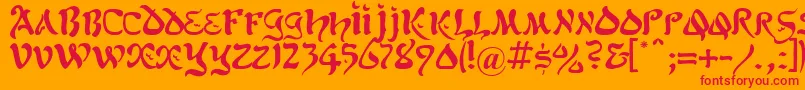 フォントKohelet – オレンジの背景に赤い文字