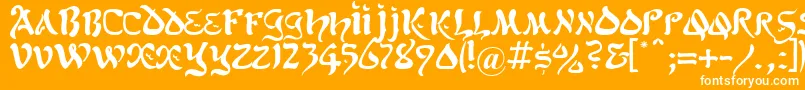 Kohelet-Schriftart – Weiße Schriften auf orangefarbenem Hintergrund