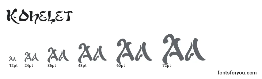 Размеры шрифта Kohelet