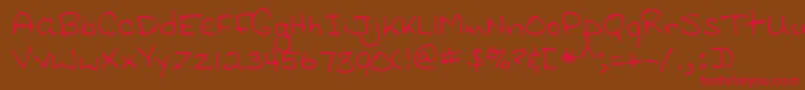 フォントLehn116 – 赤い文字が茶色の背景にあります。