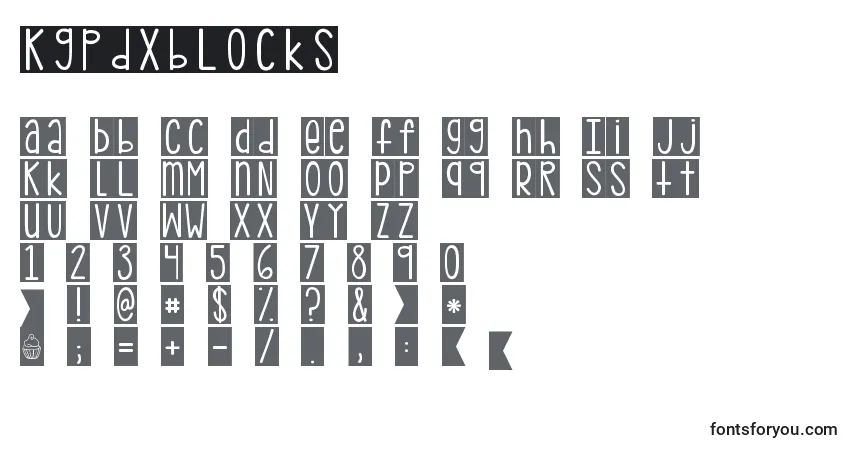Czcionka Kgpdxblocks – alfabet, cyfry, specjalne znaki