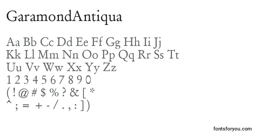 Schriftart GaramondAntiqua – Alphabet, Zahlen, spezielle Symbole