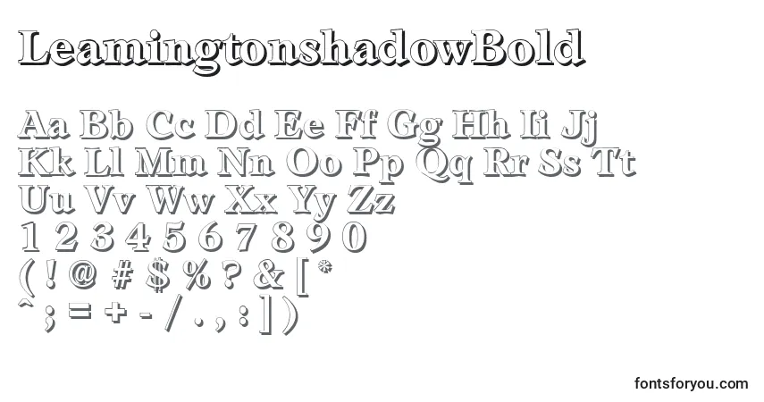 Czcionka LeamingtonshadowBold – alfabet, cyfry, specjalne znaki