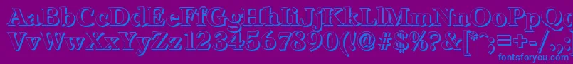 LeamingtonshadowBold-Schriftart – Blaue Schriften auf violettem Hintergrund