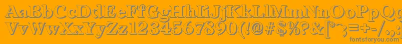 LeamingtonshadowBold-Schriftart – Graue Schriften auf orangefarbenem Hintergrund