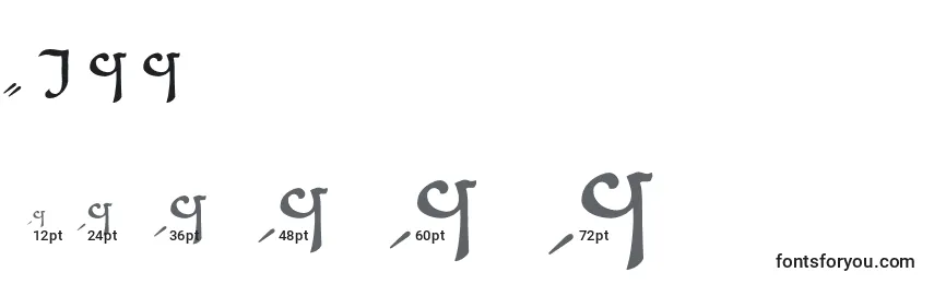 Größen der Schriftart Sindara