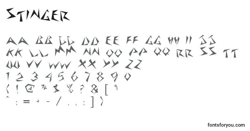 Czcionka Stinger – alfabet, cyfry, specjalne znaki