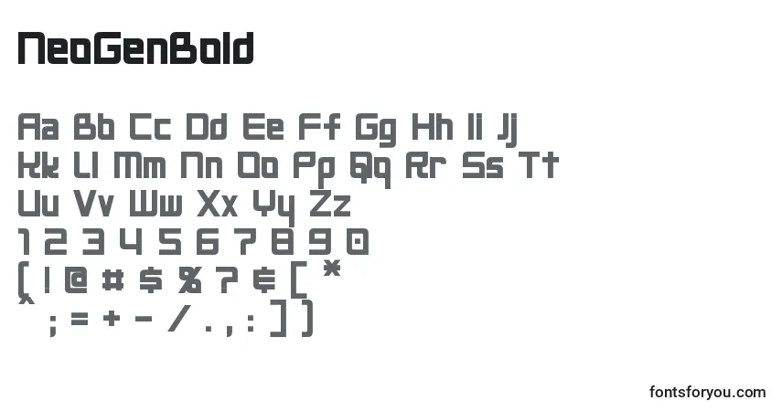 Czcionka NeoGenBold – alfabet, cyfry, specjalne znaki