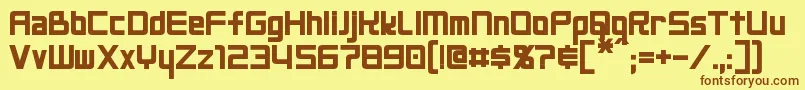 フォントNeoGenBold – 茶色の文字が黄色の背景にあります。