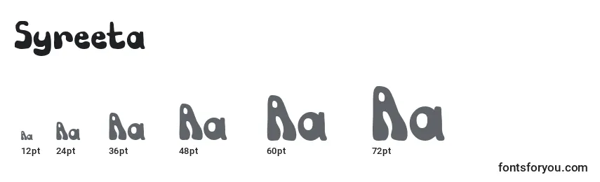 Размеры шрифта Syreeta