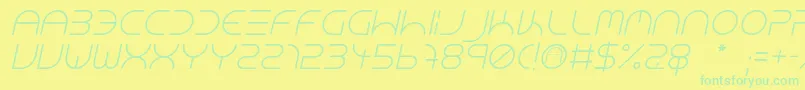 Czcionka NeonClubMusicItalic – zielone czcionki na żółtym tle