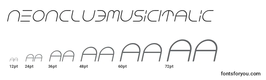 Größen der Schriftart NeonClubMusicItalic