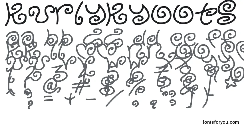 Schriftart KurlyKyoots – Alphabet, Zahlen, spezielle Symbole