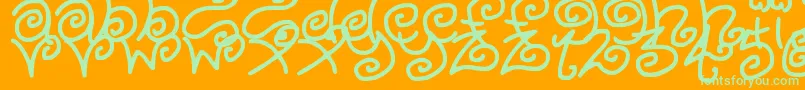 Czcionka KurlyKyoots – zielone czcionki na pomarańczowym tle