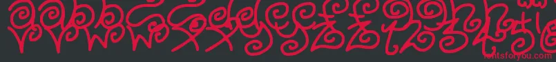 Weitere Informationen zur KurlyKyoots-Schriftart KurlyKyoots-Schriftart – Rote Schriften auf schwarzem Hintergrund