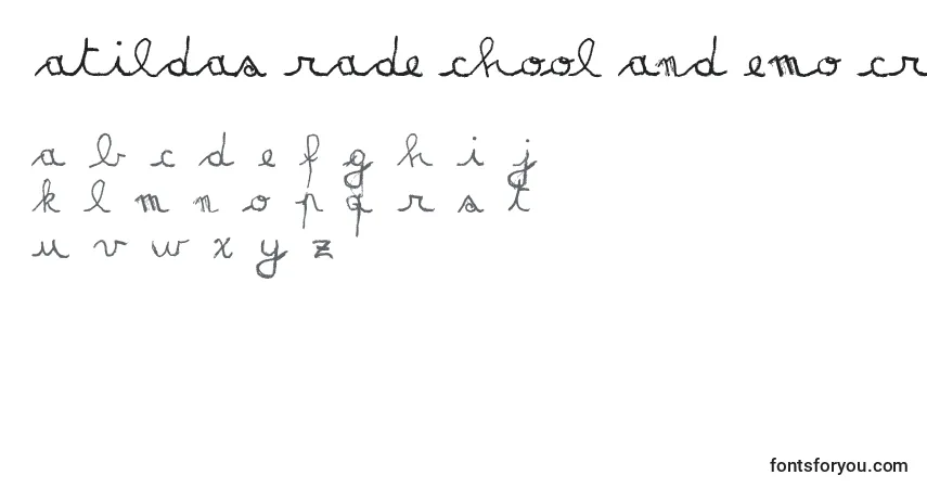 Шрифт MatildasGradeSchoolHandDemoScript – алфавит, цифры, специальные символы