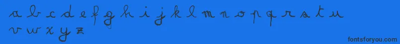 MatildasGradeSchoolHandDemoScript-Schriftart – Schwarze Schriften auf blauem Hintergrund