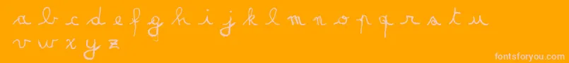 MatildasGradeSchoolHandDemoScript-Schriftart – Rosa Schriften auf orangefarbenem Hintergrund
