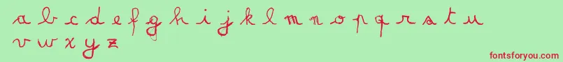 MatildasGradeSchoolHandDemoScript Font – Red Fonts on Green Background