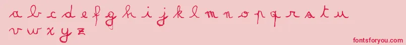 MatildasGradeSchoolHandDemoScript Font – Red Fonts on Pink Background