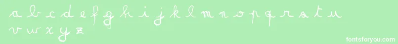 MatildasGradeSchoolHandDemoScript-Schriftart – Weiße Schriften auf grünem Hintergrund