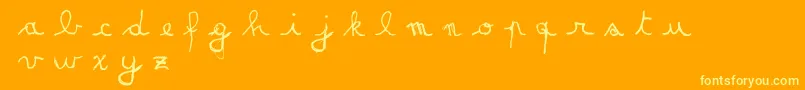 MatildasGradeSchoolHandDemoScript-Schriftart – Gelbe Schriften auf orangefarbenem Hintergrund