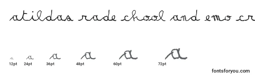 MatildasGradeSchoolHandDemoScript Font Sizes