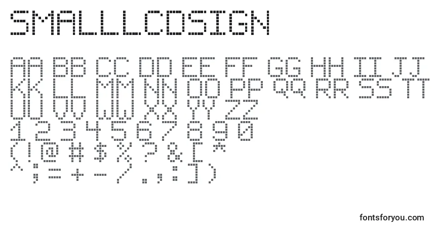 Schriftart SmallLcdSign – Alphabet, Zahlen, spezielle Symbole