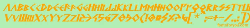 AnglodavekBoldItalic Font – Orange Fonts on Green Background