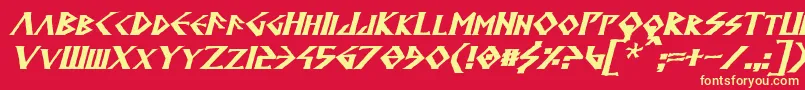 AnglodavekBoldItalic-Schriftart – Gelbe Schriften auf rotem Hintergrund
